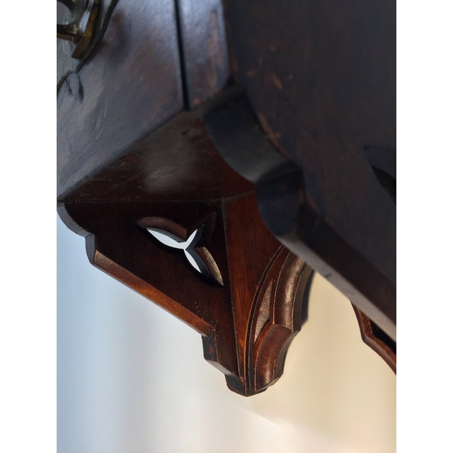Antique Gothic Trefoil Walnut Donation Box With Lockable Swing Lid For Sale - Image 11 of 18