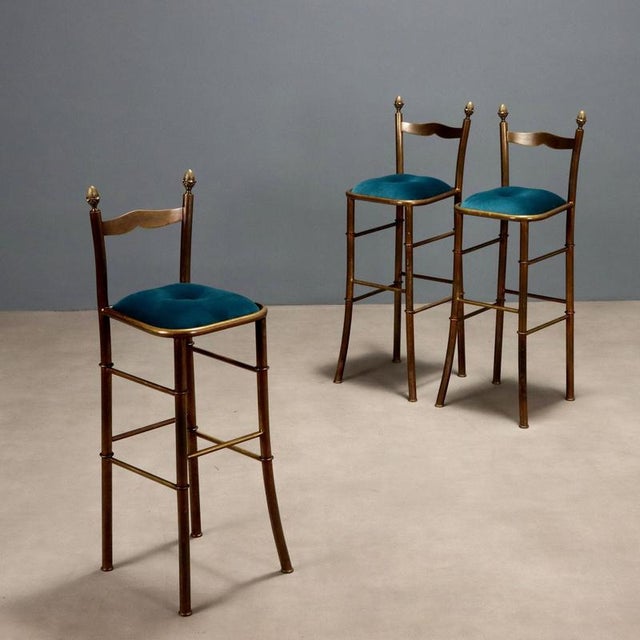 Vintage Brass Stools, Set of 3 For Sale - Image 9 of 9