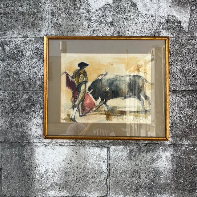 Original Mid-Century Watercolor and Ink Drawing Framed and Signed by the Artist. For Sale - Image 4 of 17