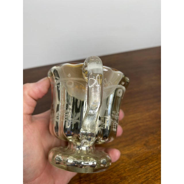 Silver Antique Mercury Glass Handled Tea Cup and Saucer For Sale - Image 8 of 12