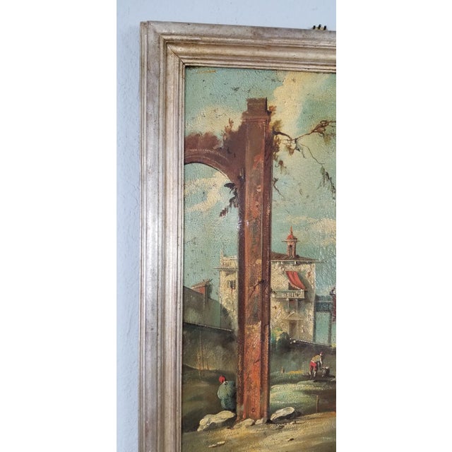 Textile Late 20th Century Classical Roman Ruins Landscape Oil on Canvas Painting, Signed For Sale - Image 7 of 11