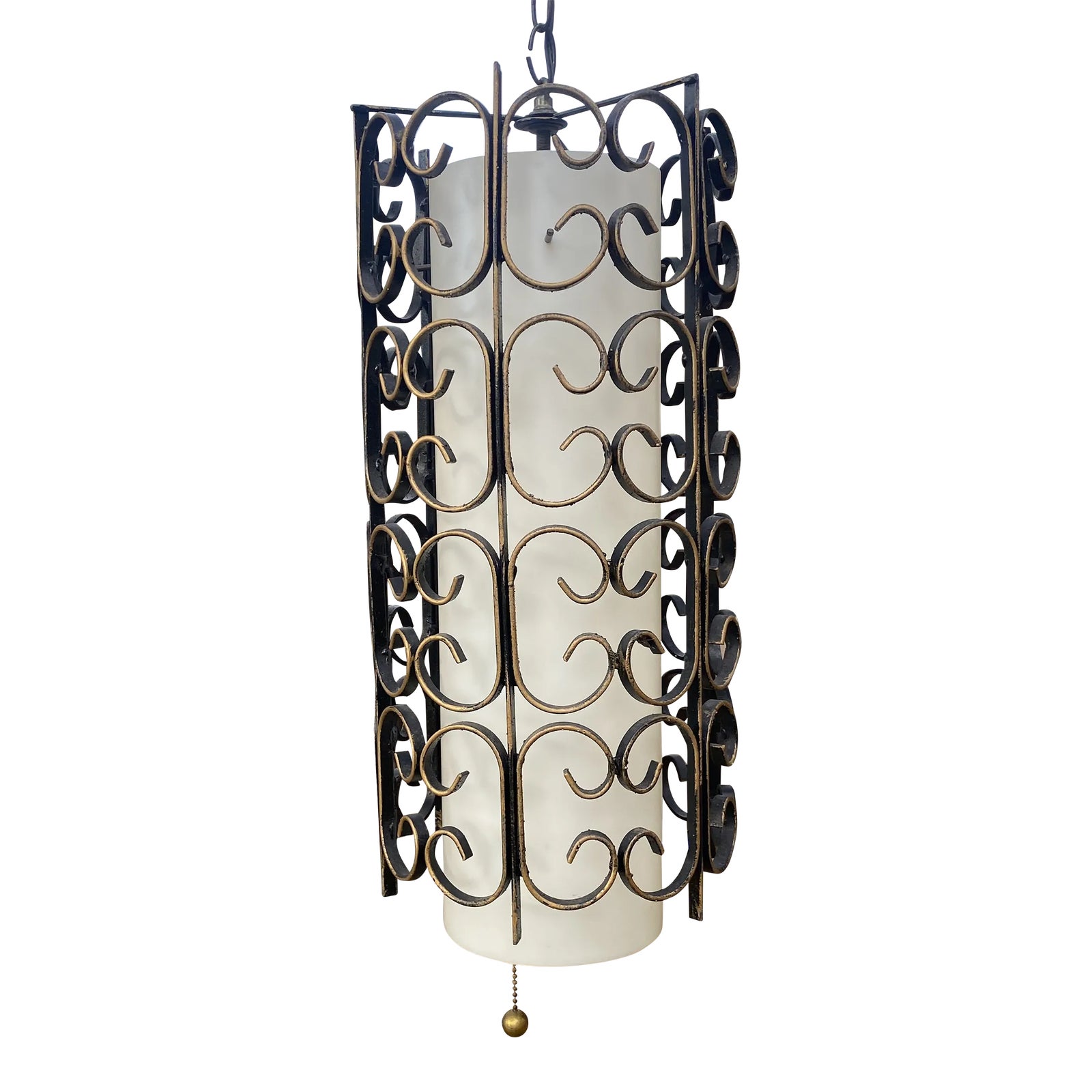 MidCentury Wrought Iron Hanging Swag Light. Chairish