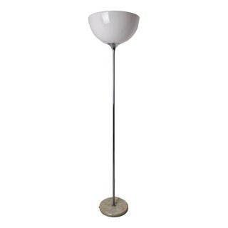 Floor Lamp in Chrome with Milk Glass Lampshade, 1970s For Sale