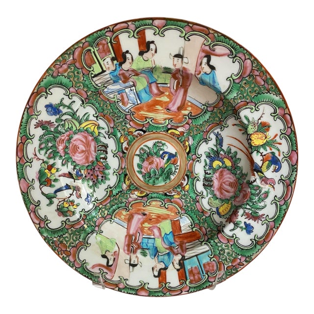 Chinese Export Porcelain Rose Medallion Soup Bowl, 19th Century For Sale