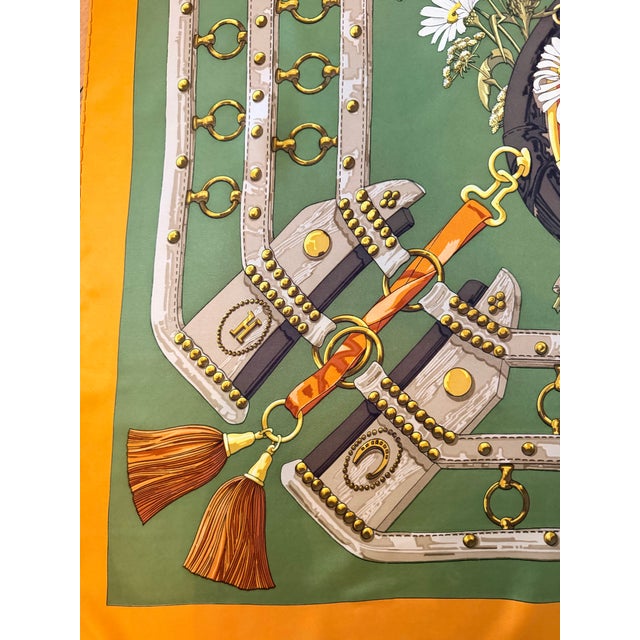 Campaign Hermès Aux Champs 1990 Silk Scarf Designed by Cathy Latham For Sale - Image 3 of 12