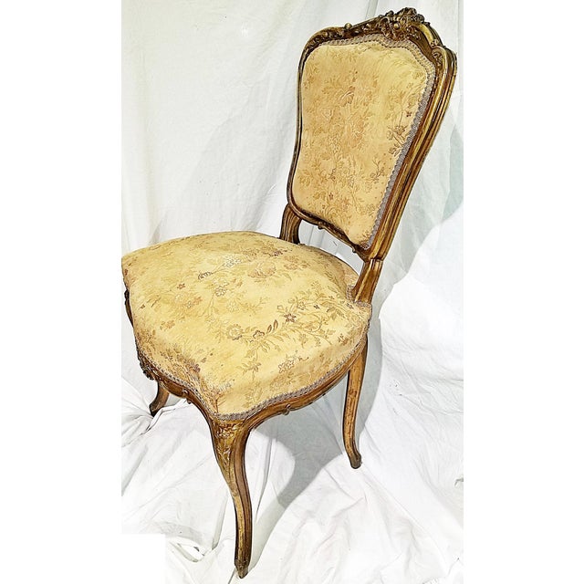 Wood French 19c Louis XV Style Side Salon Chair For Sale - Image 7 of 8