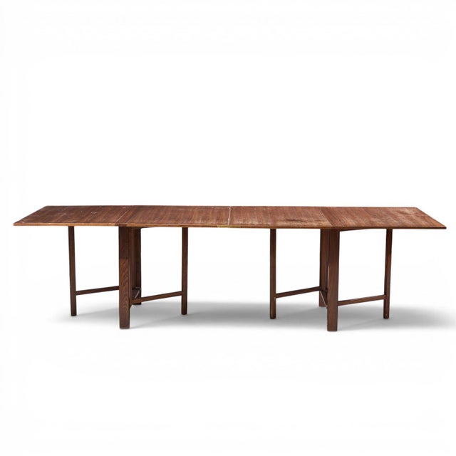 Bruno Mathsson Style Maria Mid Century Danish Teak Expanding Dining Table The expanded table measures: 113 wide x 35.5...