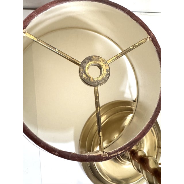 Metal Frederick Cooper Brass Barley Twist Candlestick Table Lamp For Sale - Image 7 of 13