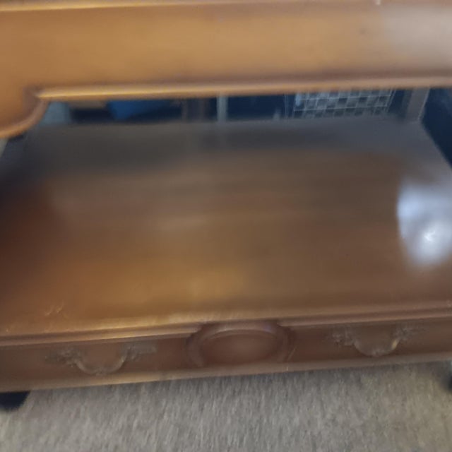 Brown Antique Weiman Heirloom Rolling Drop Leaf Bar Cart/Server/Buffet W/Drawer For Sale - Image 8 of 8