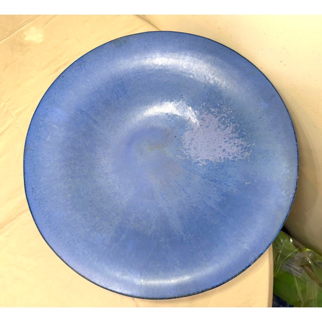 Huge Antique Handmade Blue Glaze Fulper American Studio Pottery Centerpiece Bowl For Sale - Image 9 of 14