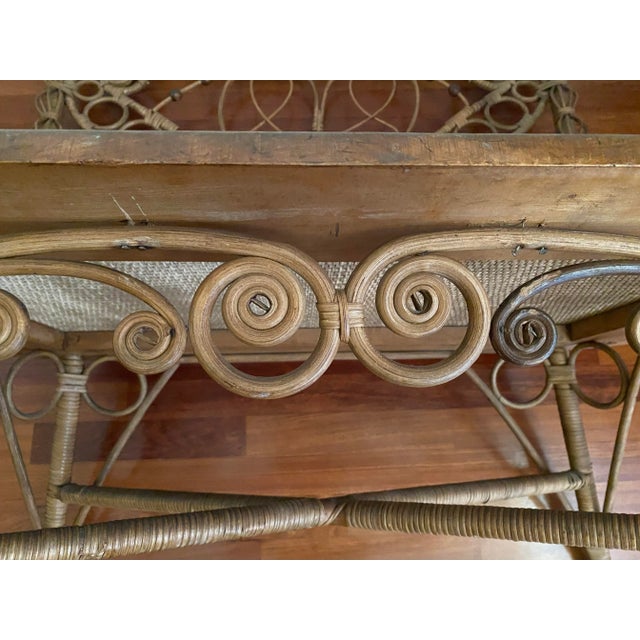 Antique American Victorian Wicker and Cane Courting Bench Chair Settee For Sale - Image 11 of 13