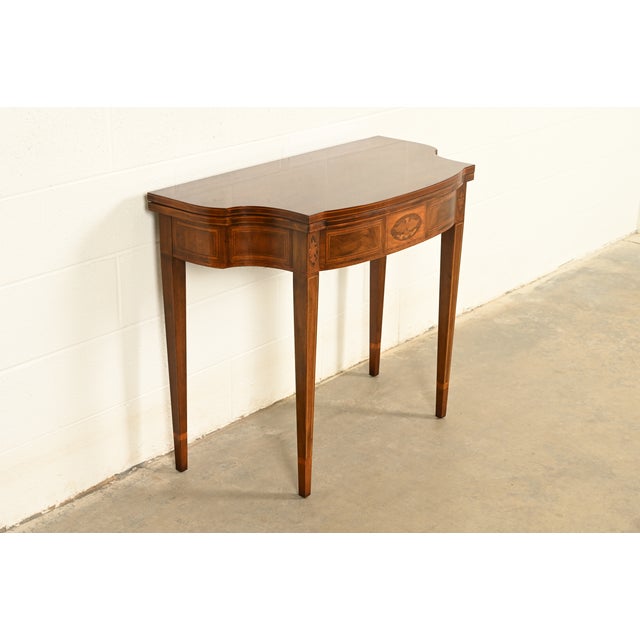 Baker Furniture Federal Inlaid Mahogany Flip-Top Console or Game Table For Sale - Image 18 of 18