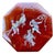 Vintage Korean Octagonal Red Lacquer Jewelry Box With Mother-of-Pearl Figural Inlay For Sale