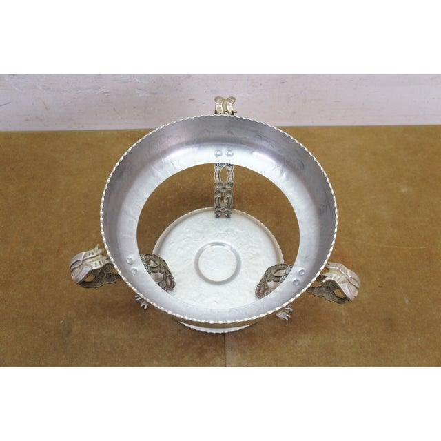 Vintage Hammered Aluminum Chafing Dish Server W/ Pyrex Glass Insert Dogwood Legs For Sale - Image 10 of 14
