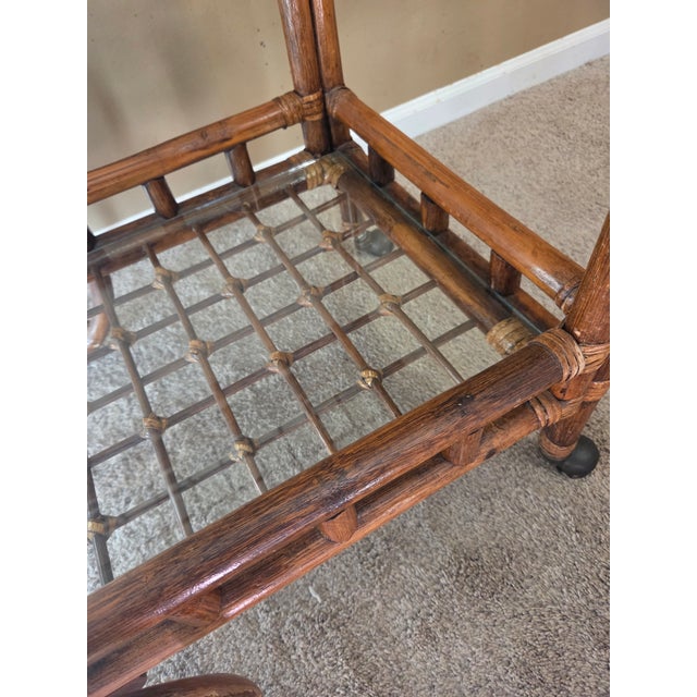 Brown Bamboo Bar Cart Tea Cart Removable Top For Sale - Image 8 of 10