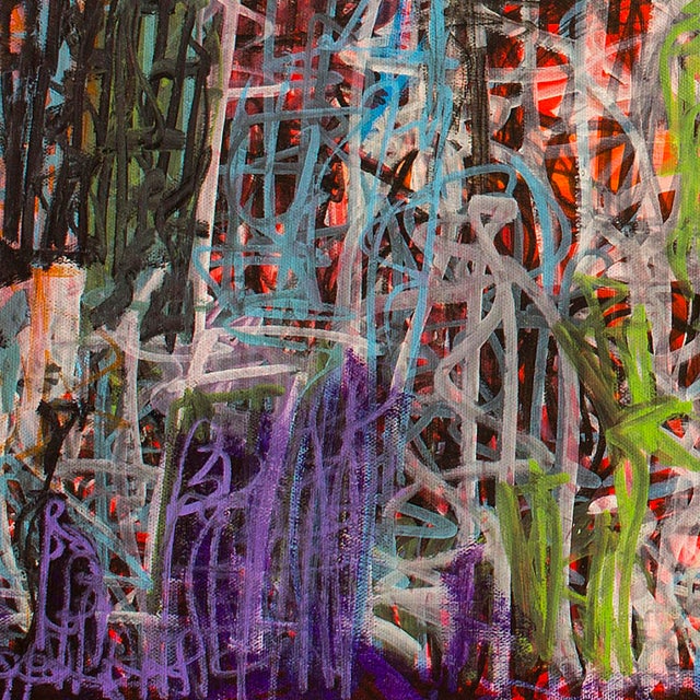 2010s Signals — Abstract Expressionist Painting, Oil Markers and Acrylics on Canvas, 30 × 40 In For Sale - Image 5 of 6