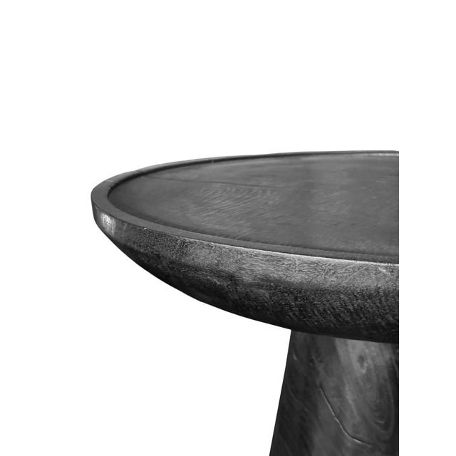 Contemporary Round Side Table Crafted From Mango Wood Burnt Finish For Sale - Image 3 of 5