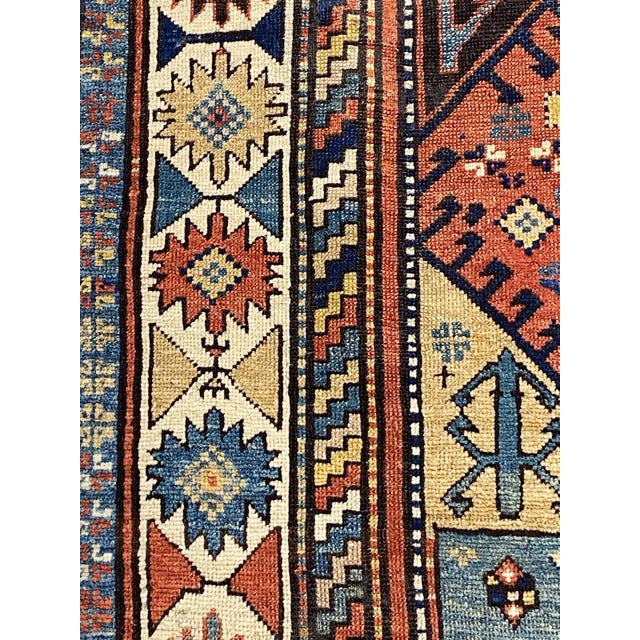 Rare 19th C Antique Tribal Caucasian Star Kazak Rug 7' 10" by 4'10" For Sale - Image 4 of 6