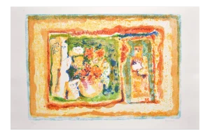Sami Burhan, Figure With Flowers, Lithograph, 1969