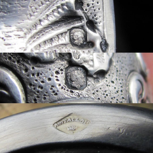 Antique French Sterling Silver 950 Cut Crystal Claret Jug For Sale - Image 6 of 6