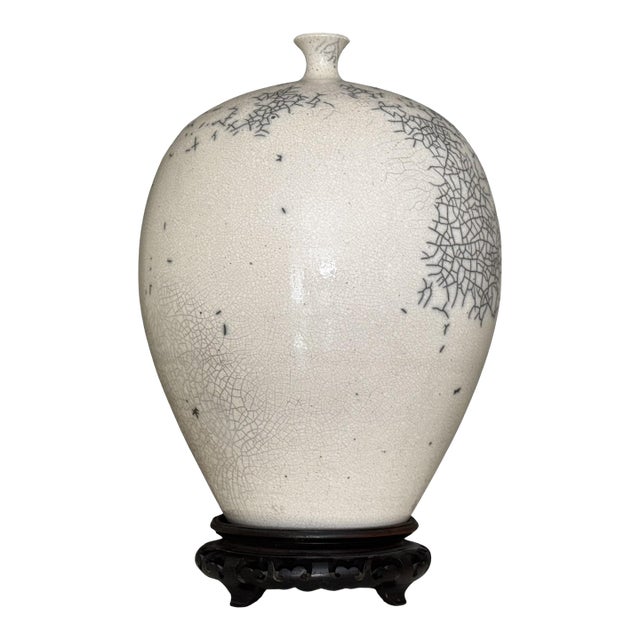 Nancee Meeker Ceramic Studio Art Raku Vase For Sale
