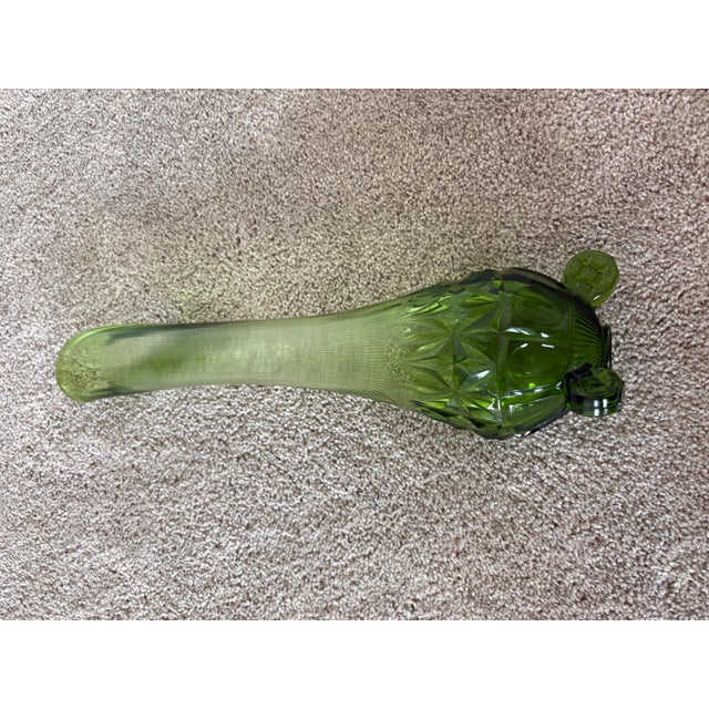 Vintage MCM L E Smith Diamond Butt 3 Wheel Green Swung Tall Vase For Sale - Image 4 of 10