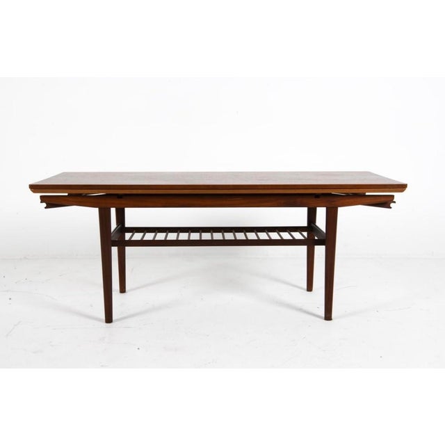 Wood Danish 1960’s Teak Elevating Coffee Table W/Hidden Leaves Attributed to Kai Kristiansen For Sale - Image 7 of 12