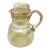 Vintage Czechoslovakia Green & Gold Etched Glass Water Carafe With Cup For Sale
