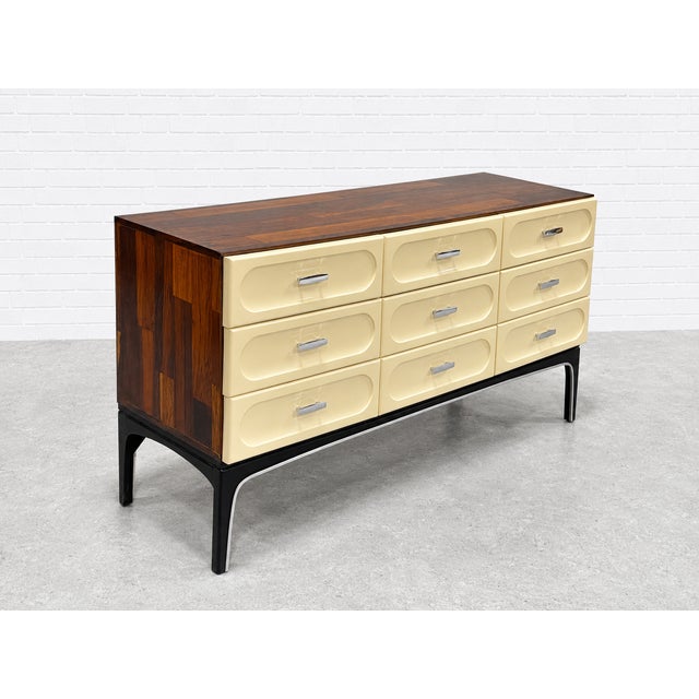 Mid-Century Modern Mid Century Modern Plastic + Rosewood Credenza / Long Dresser by Vallieres, C. 1960's For Sale - Image 3 of 13