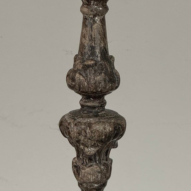 Pair of 18th Century Italian Baroque Silver Gilded Candlesticks For Sale - Image 11 of 18