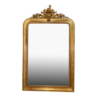 19th Century Gold Louis Philippe Mirror With Crest For Sale