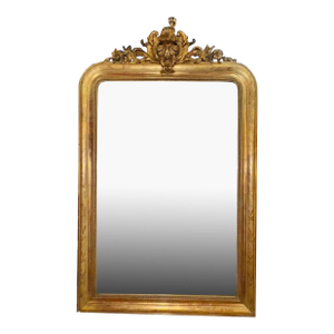 19th Century Gold Louis Philippe Mirror With Crest