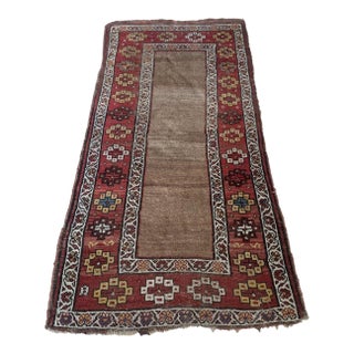 Antique c.1870s Kurdish Tribal Rug, Natural Camel Field, Geometric Border, 2'7" X 6'3" (82cm X 192cm) For Sale