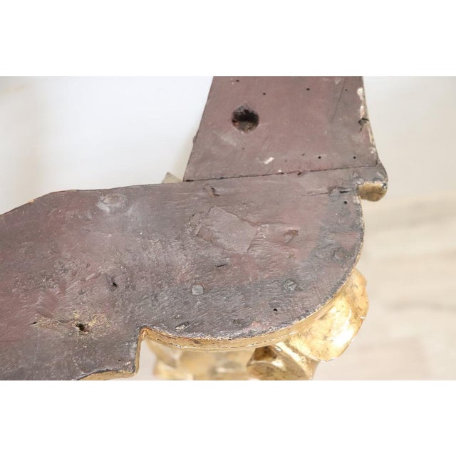 Antique Carved and Gilded Wood Console Table with Marble Top, 18th Century For Sale - Image 6 of 17