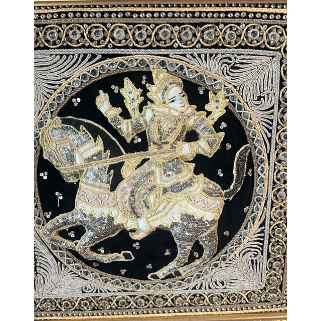 Vintage Burmese Kalaga Framed Tapestry For Sale - Image 9 of 12