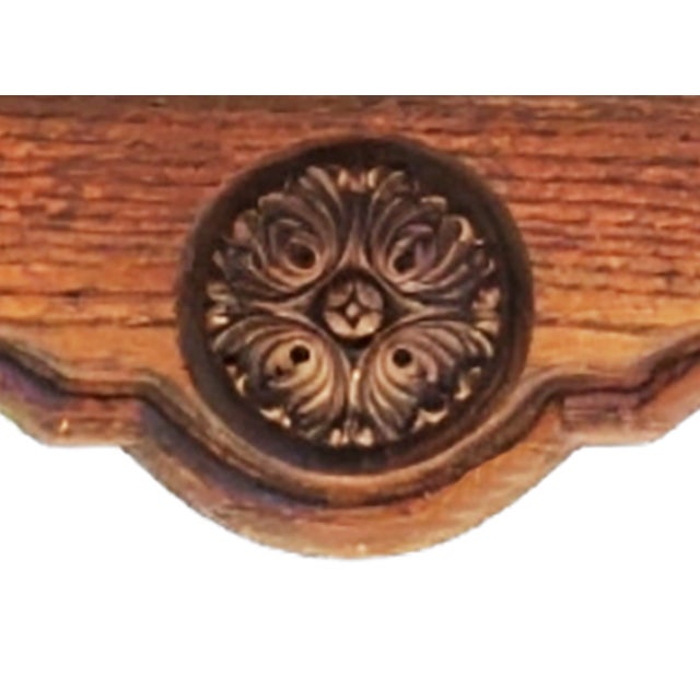 English Carved Wood Upholstered Ottoman For Sale - Image 4 of 6