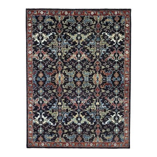 9x12 Blue Hand-Knotted Wool Floral Abundance Classic Traditional Carpet Rug For Sale