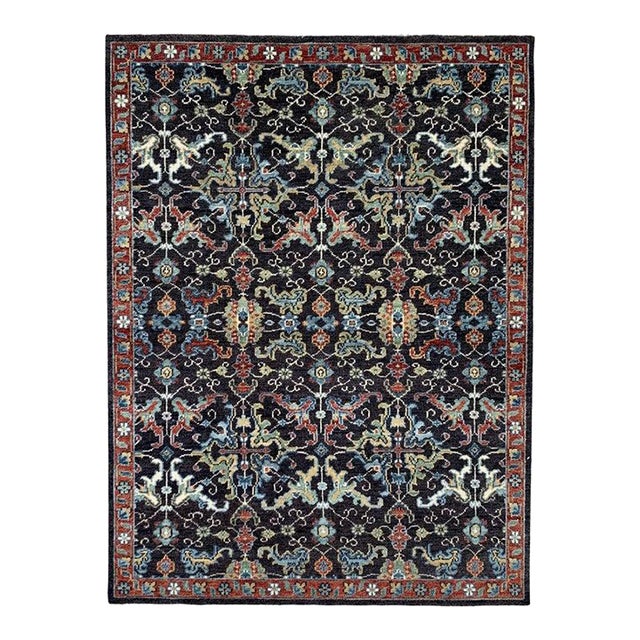 9x12 Blue Hand-Knotted Wool Floral Abundance Classic Traditional Carpet Rug For Sale