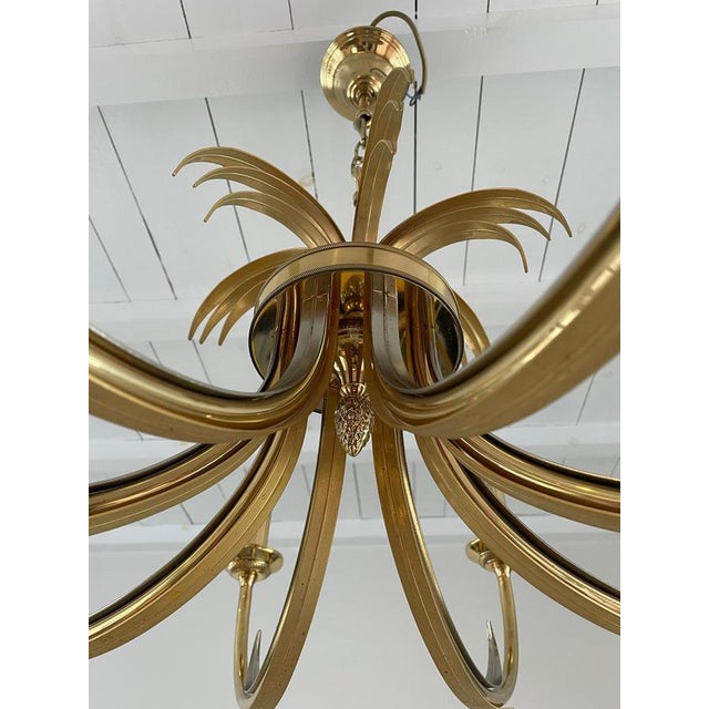 Metal Brass and Chrome Pineapple Chandelier, 1970s For Sale - Image 7 of 10