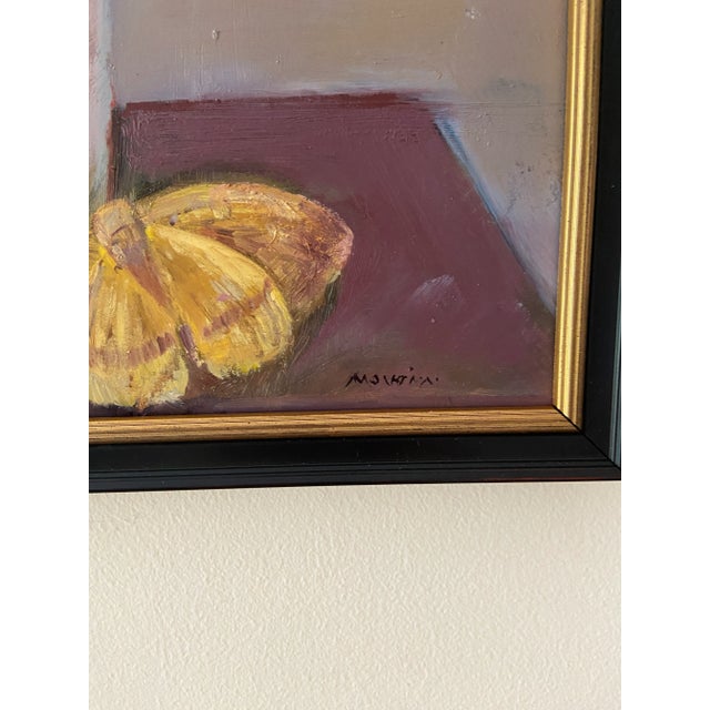 2020s Peony Still Life With Butterflies Contemporary Oil Painting by Marina Movshina Framed For Sale - Image 5 of 5