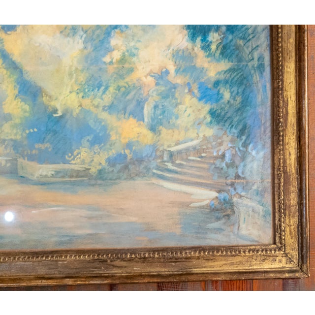 19th Century 19th Century French Impressionist Oil Pastel Study of a Garden in Giltwood Frame For Sale - Image 5 of 15