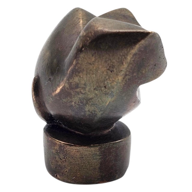 Metal ShapeL. Ketterer Signed Modernist Bronze Cat Sculpture, Animalier Form For Sale - Image 7 of 10