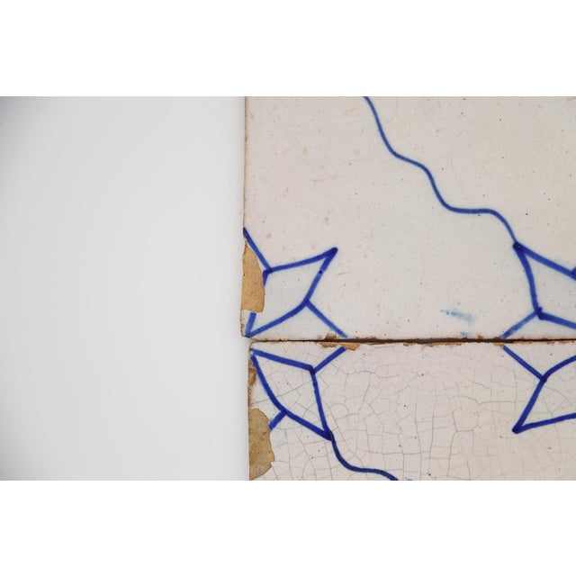 Blue 19th Century Antique Portuguese Tiles, Blue & White Set of Four For Sale - Image 8 of 15