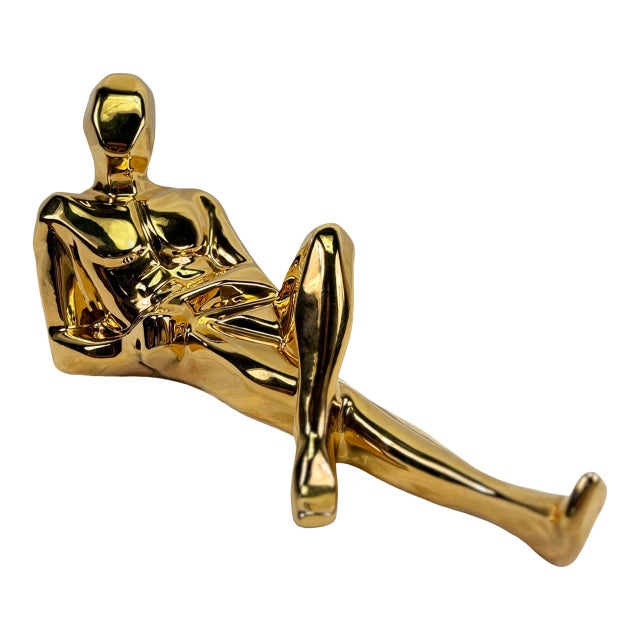 Gold Jaru Ceramic Sculpture of a Female in the Cubist Style For Sale