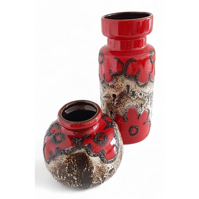 West German Fat Lava Decor Ceramic Vases from Scheurich Keramik, 1960s, Set of 2 For Sale - Image 6 of 14
