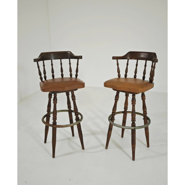 1970s Vintage Italian Pizzetti Roma Wooden Stools, 1970s, Set of 2 For Sale - Image 5 of 17