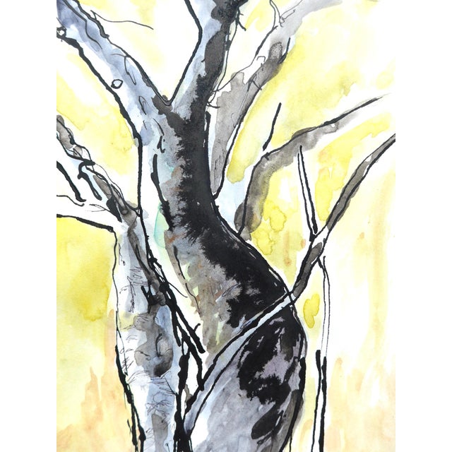 2020s Martha Holden "Portrait of Trees" Contemporary Abstract Landscape Ink and Watercolor Painting on Paper For Sale - Image 5 of 7