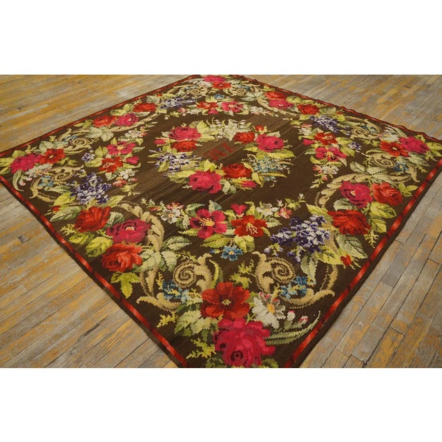 19th Century Besserabian Flat-Weave Carpet ( 7'2" x 7'2" - 218 x 218 ) For Sale - Image 4 of 12