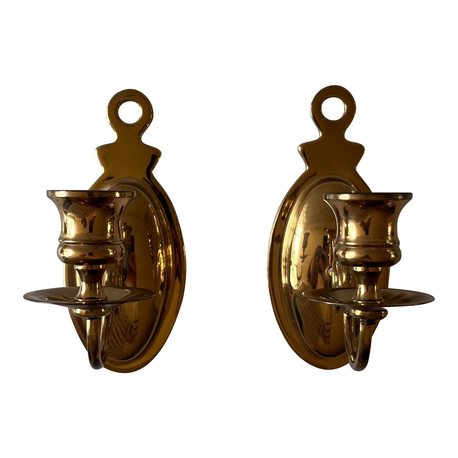 Pair of Brass Wall Candle Sconces | Chairish