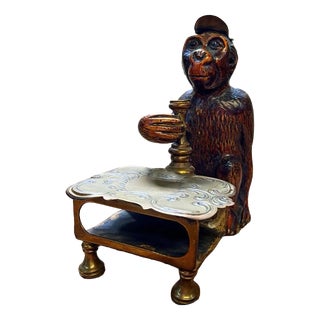 Antique 19th Century Black Forest Carved Wooden Monkey Vesta Match Striker, 1890 For Sale
